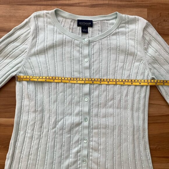 Ann Taylor Button Cardigan Sweater Large Light Mint Green - Picture 3 of 8